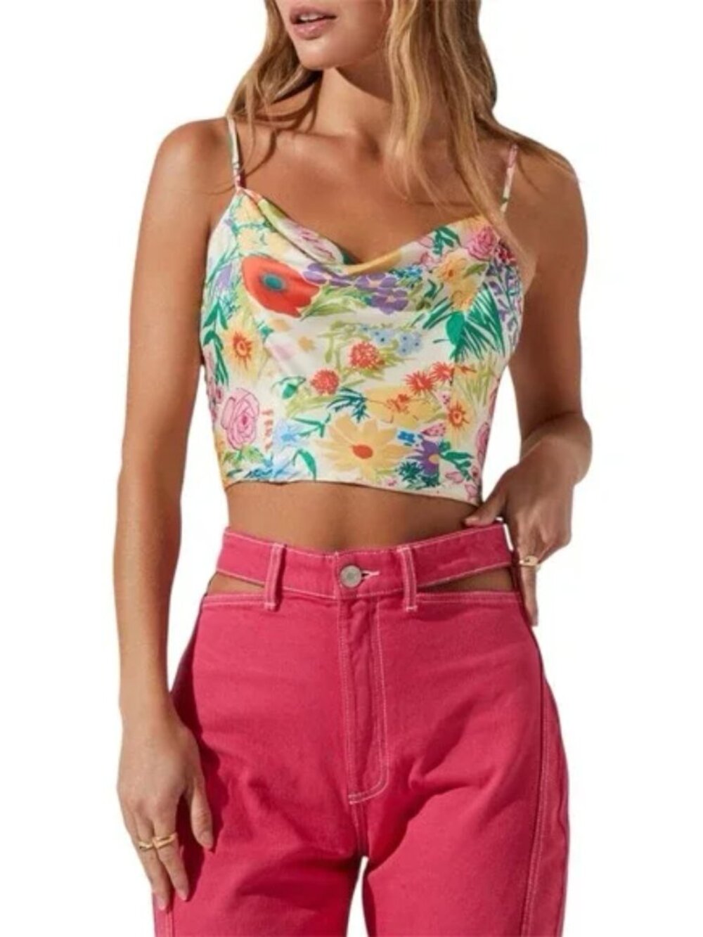 ASTR the Label Ellery Floral Crop Top Women's Size Medium
